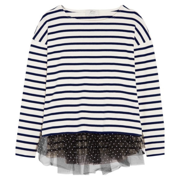 J. Crew Tops - J.Crew for Net A Porter Stripe Tulle Trim Top